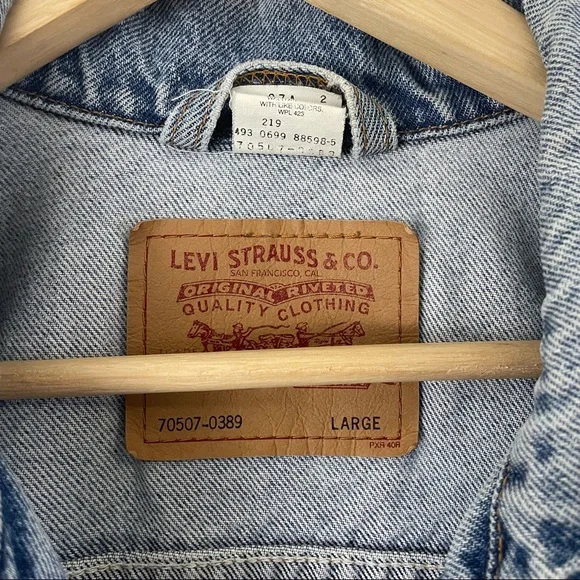 Vintage Levi’s Denim Jacket Harley Davidson Patch Size Large Trucker Streetwear - Picture 7 of 12